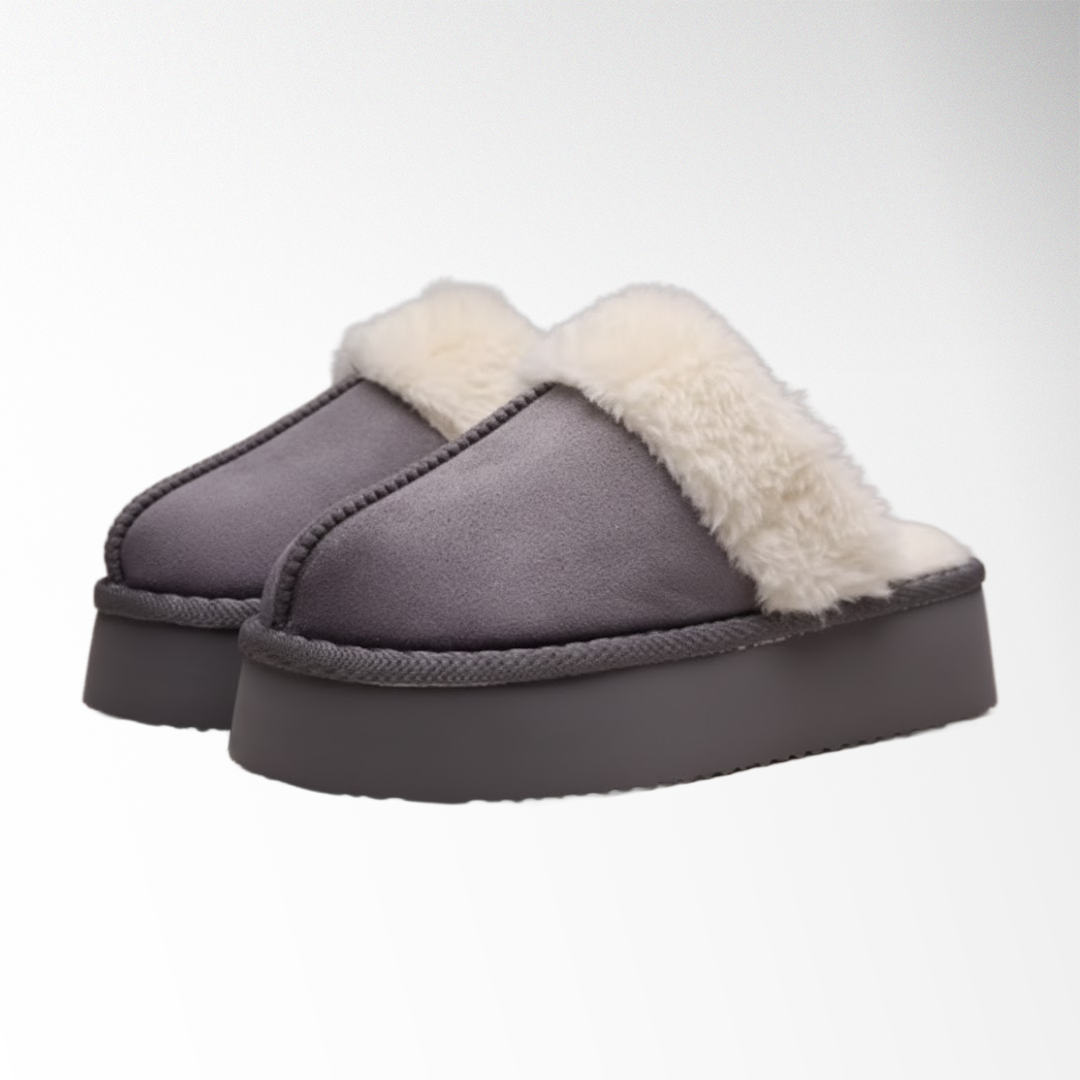 Warmelles FuzzyLift Platform Slippers | Faux Fur Lining Cozy Slides