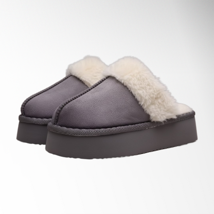 Warmelles FuzzyLift Platform Slippers | Faux Fur Lining Cozy Slides