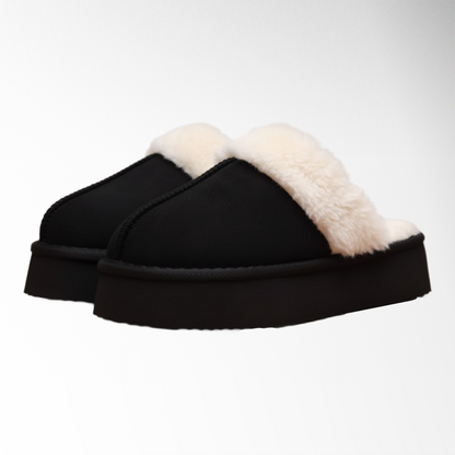 Warmelles FuzzyLift Platform Slippers | Faux Fur Lining Cozy Slides